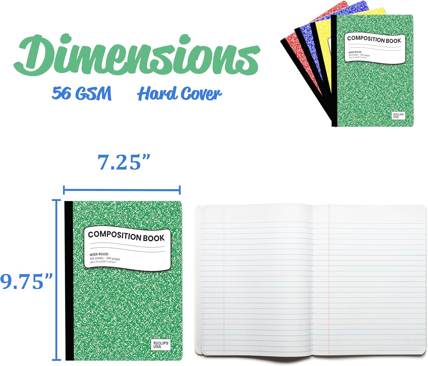 Wholesale Wide Ruled Composition Notebooks in Assorted Colors - Bulk Case of 100 Notebooks