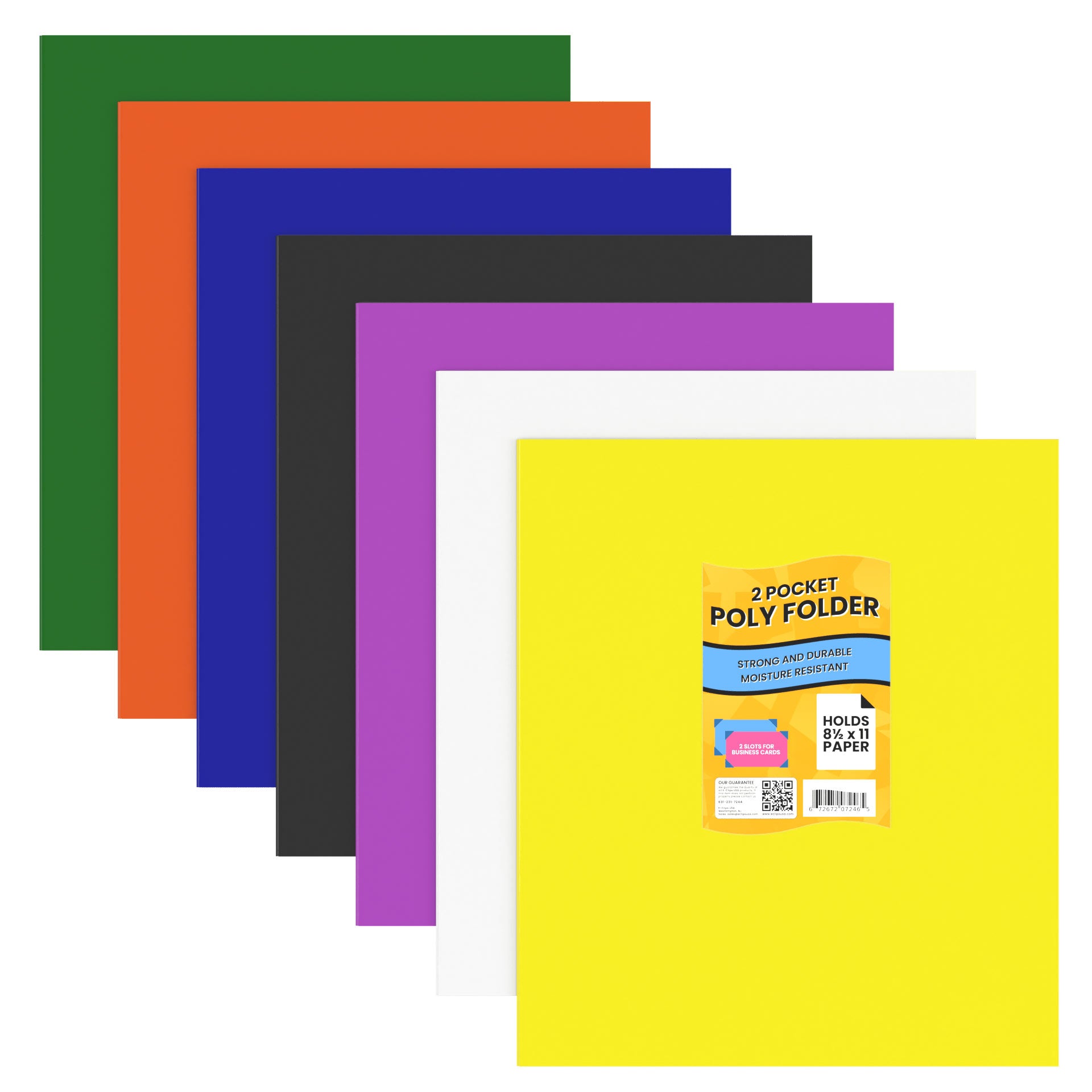 Wholesale Folders - 2 Pockets - Durable Poly Construction - Assorted Colors - Bulk Case of 48 Folders