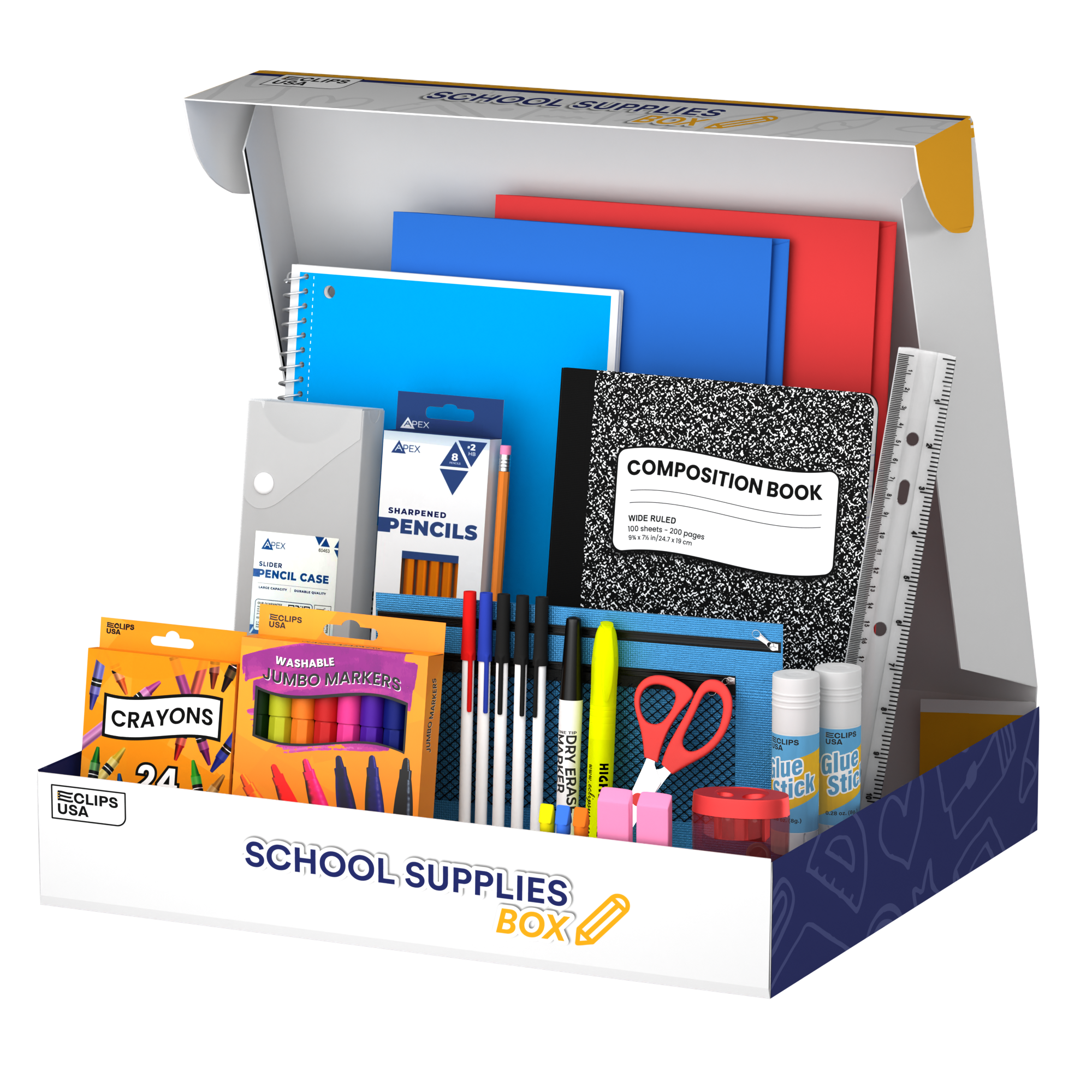 67 Piece Elementary School Wholesale School Supply Kits in a Box - Bulk Case of 12 Kits