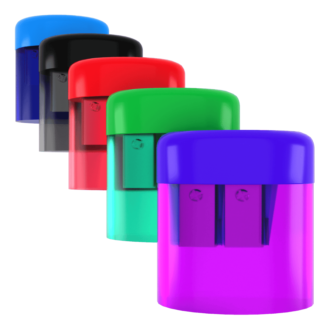 Bulk Case of 500 Wholesale Pencil Sharpeners | Assorted Colors 2 Hole