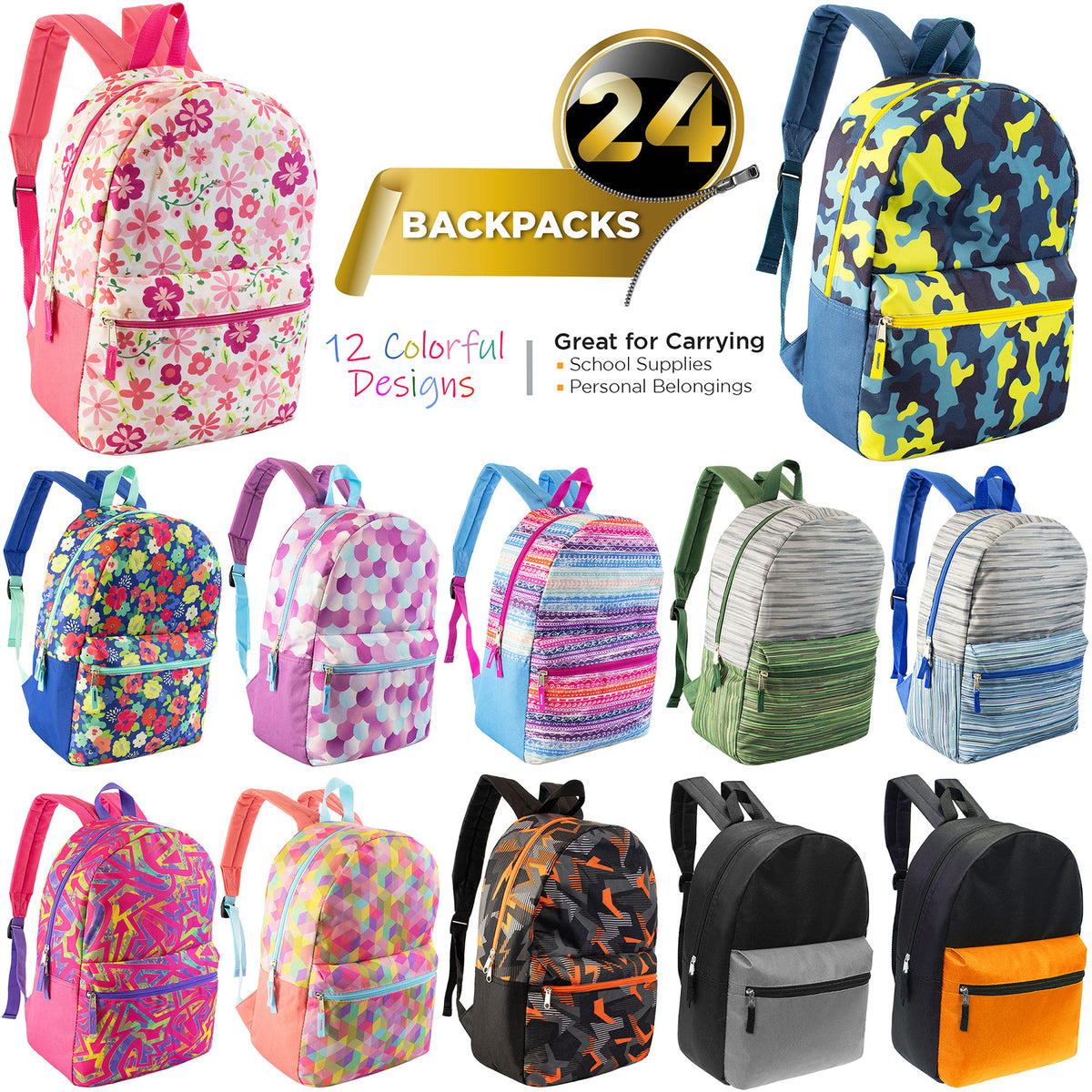 Durable Bulk Case of 24 Backpacks | Backpacks USA