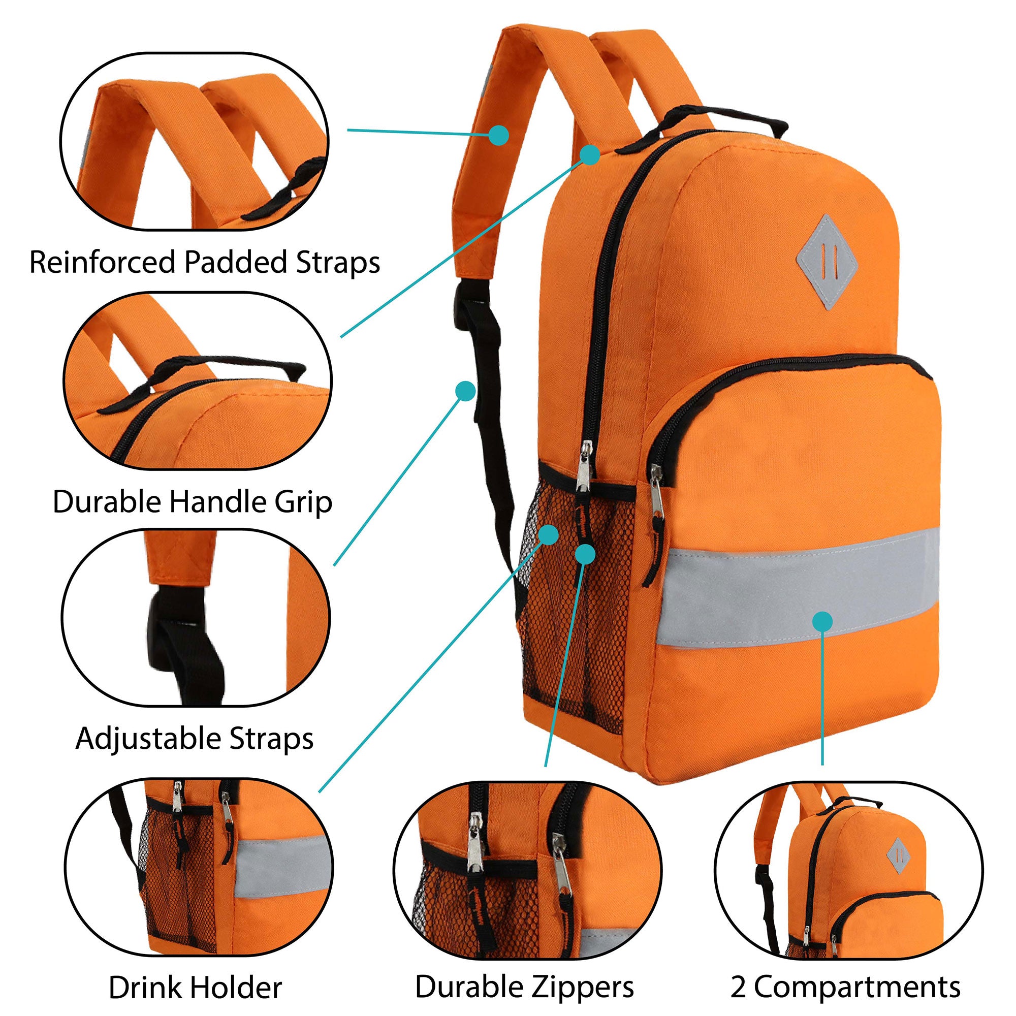 Bulk Case of 12 Reflective Backpacks and 12 Hygiene & Toiletries Kit - Wholesale Care Kit - Disaster Relief Kit, Homeless, Charity