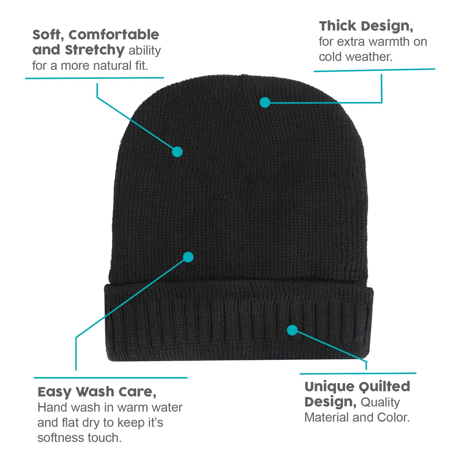 Unisex Wholesale Beanies in Black - Bulk Case of 96