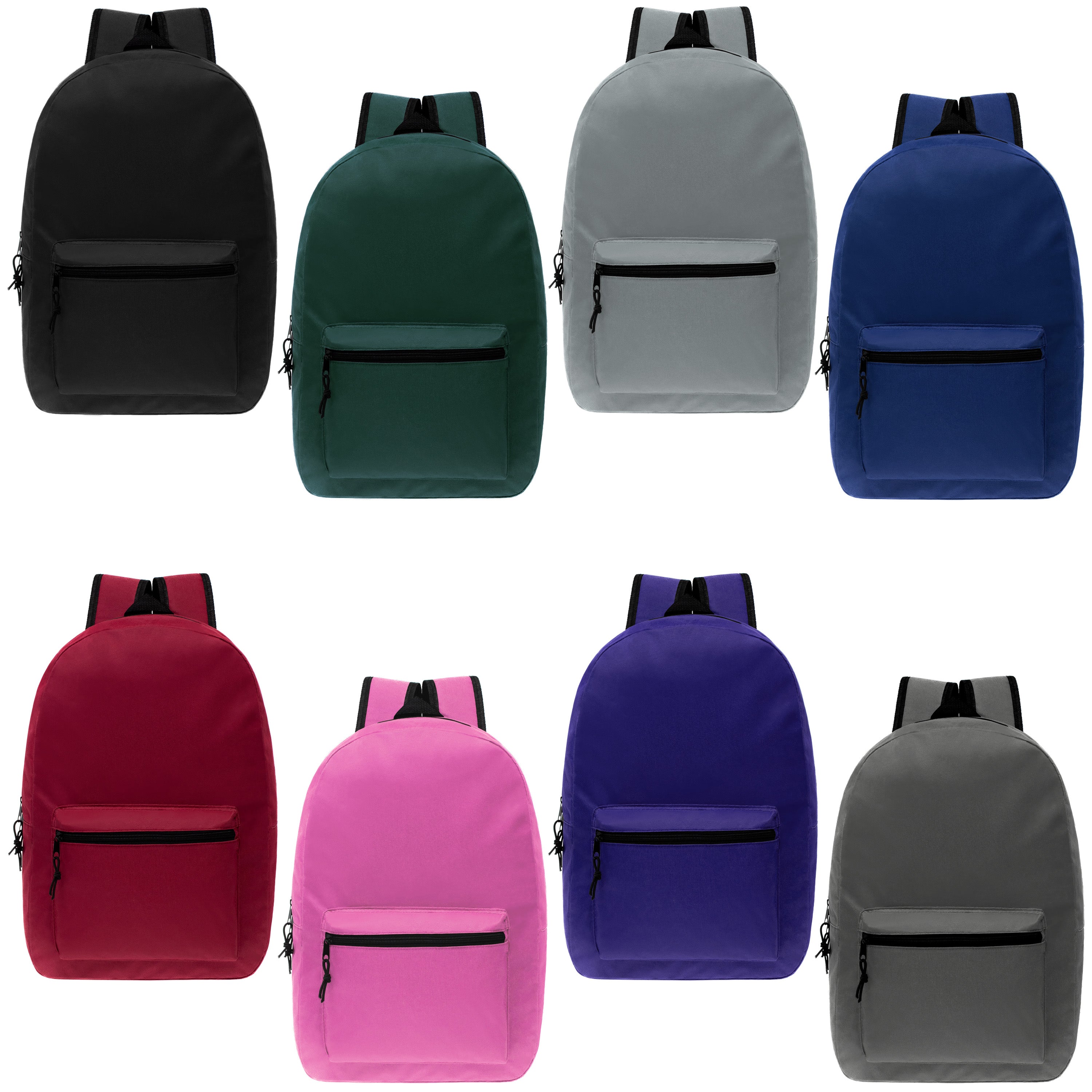 17 Kids Basic Wholesale Backpack in 8 Colors Bulk Case of 24