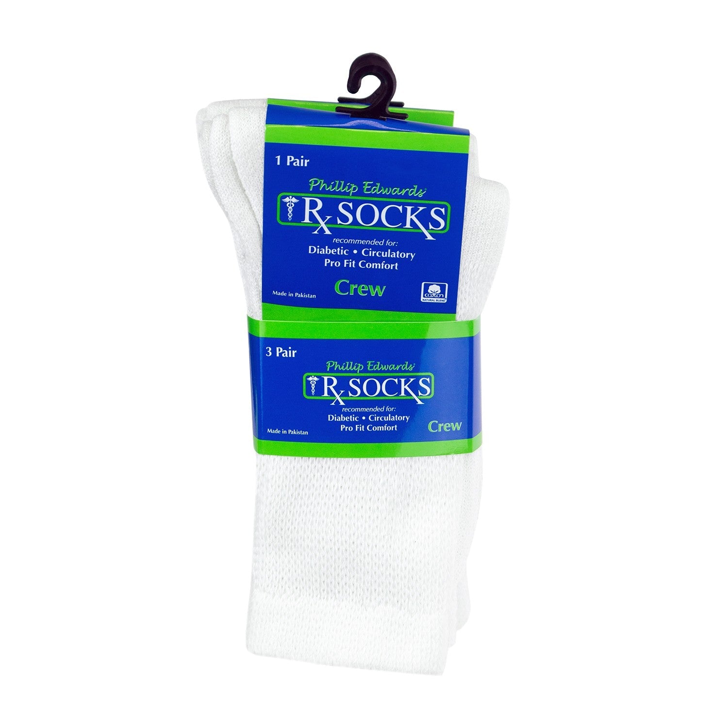 Unisex Crew Wholesale Diabetic Socks, Size 10-13 in White - Bulk Case of 120 Pairs