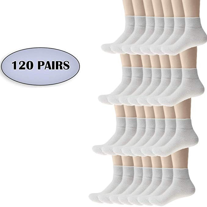 Unisex Ankle Wholesale Sock, Size 10-13 in White - Bulk Case of 120 Pairs