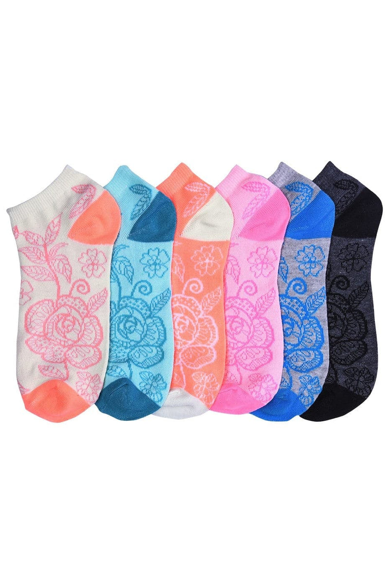 Women's No Show Wholesale Sock, Size 6-8 in 12 Randomly Assorted Styles - Bulk Case of 144 Pairs