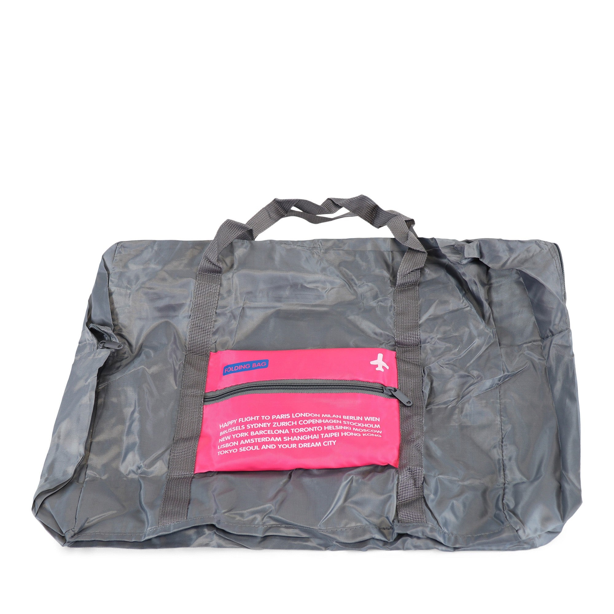 17" Lightweight Foldable Wholesale Tote Bags in Fuschia - Bulk Case of 24 - 4402-FUSCHIA-24