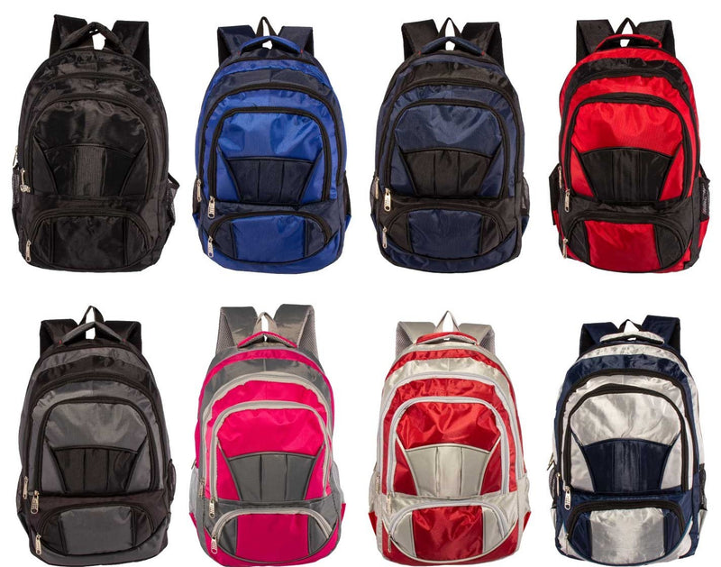 19" Premium Wholesale Backpack in 8 Assorted Colors - Bulk Case of 24
