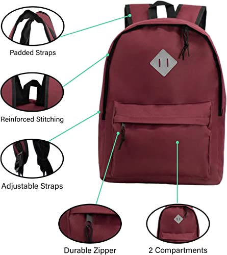 24 Pack of 17" Kids Basic Wholesale Backpack in Assorted Colors and Prints - Bulk Case of 24