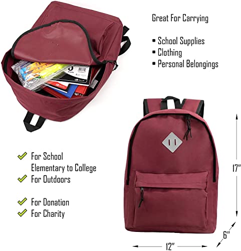 24 Pack of 17" Kids Basic Wholesale Backpack in Assorted Colors and Prints - Bulk Case of 24