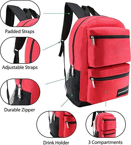 24 Pack of 17" Deluxe Wholesale Backpack in Assorted Colors - Bulk Case of 24