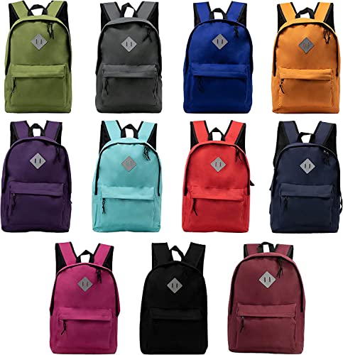 24 Pack of 17" Bungee and Reflective Wholesale Backpack in Assorted Colors and Prints - Bulk Case of 24