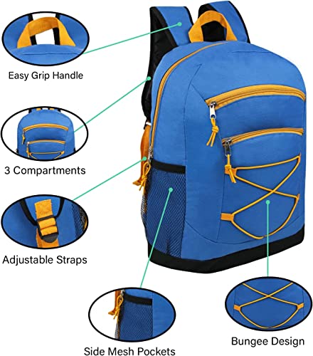 24 Pack of 17" Bungee Deluxe and Reflective Style Wholesale Backpack in Assorted Colors - Bulk Case of 24