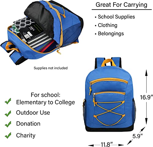 24 Pack of 17" Bungee Deluxe and Reflective Style Wholesale Backpack in Assorted Colors - Bulk Case of 24