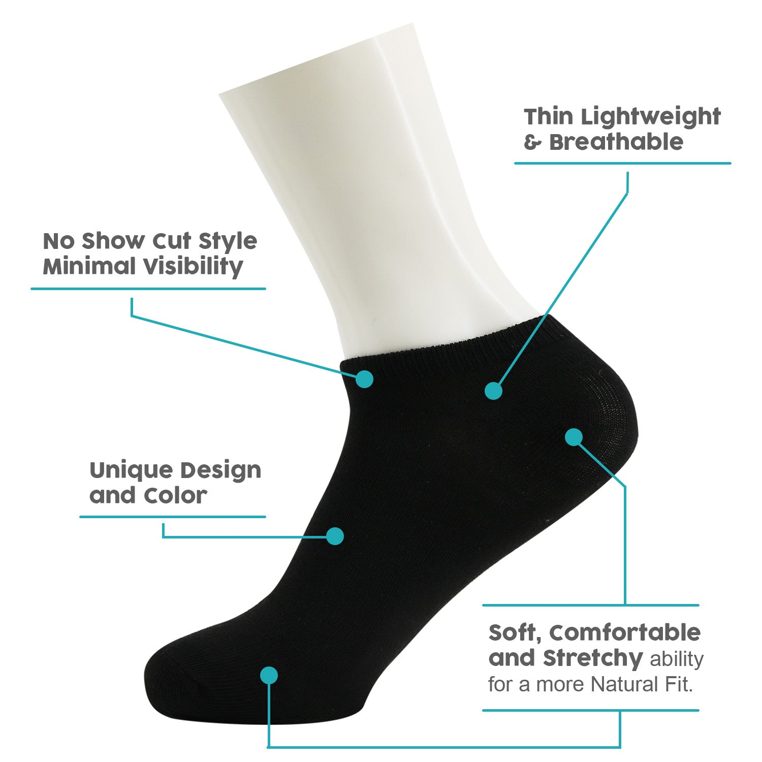 Men's No Show Wholesale Socks, Size 9-11 in Black - Bulk Case of 96 Pairs