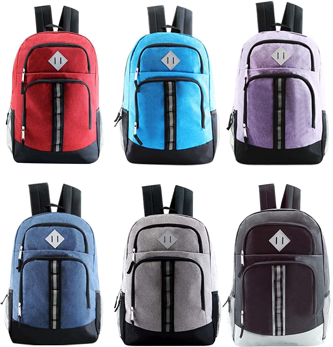 18" Deluxe Wholesale Backpack in 6 Colors - Bulk Case of 24