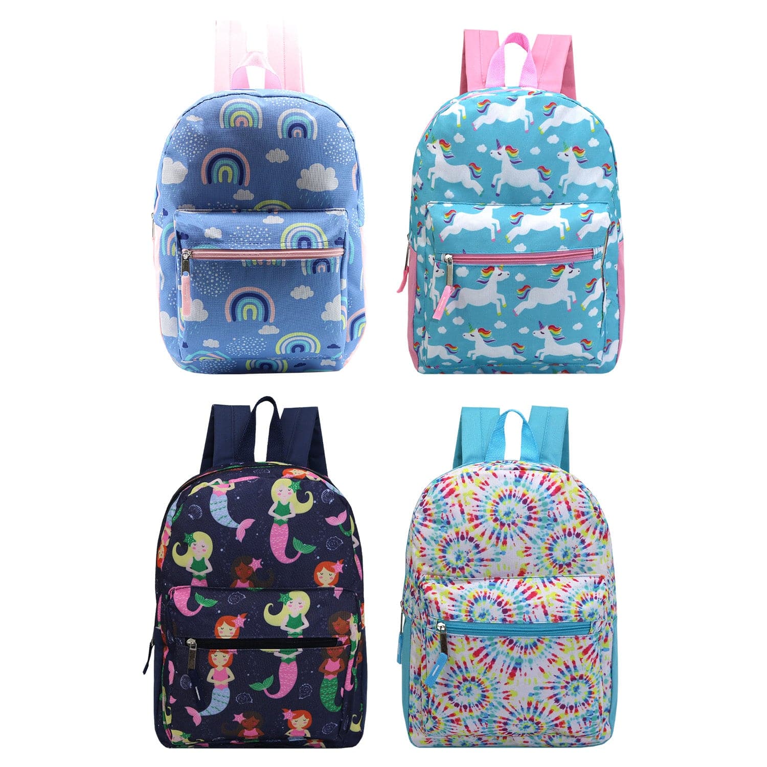 15" Kids Basic Wholesale Backpack in Assorted Prints - Bulk Case of 24