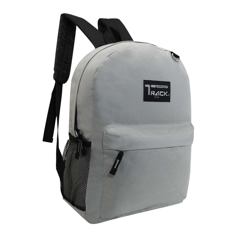 17" Bulk Classic Grey Backpack - Wholesale Case of 24 Bookbags