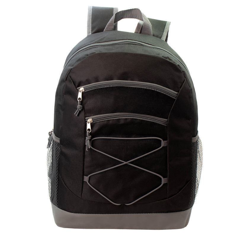 17" Bungee Wholesale Backpack in Assorted Colors - Bulk Case of 24