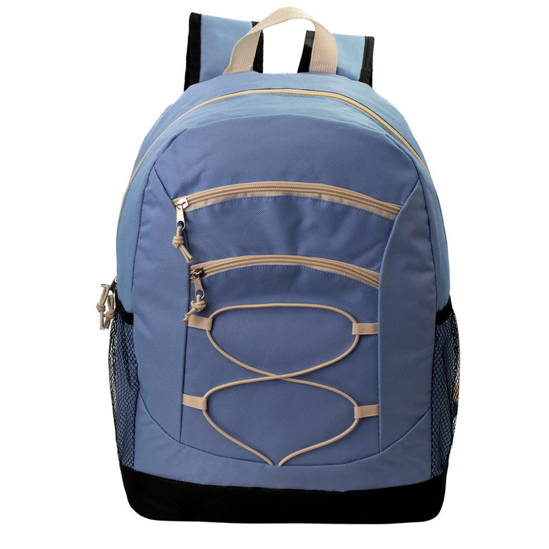 17" Bungee Wholesale Backpack in Assorted Colors - Bulk Case of 24