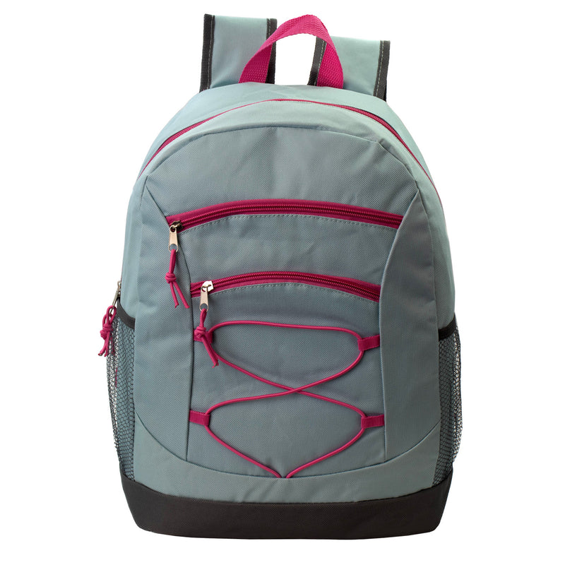 17" Bungee Wholesale Backpack in Assorted Colors - Bulk Case of 24