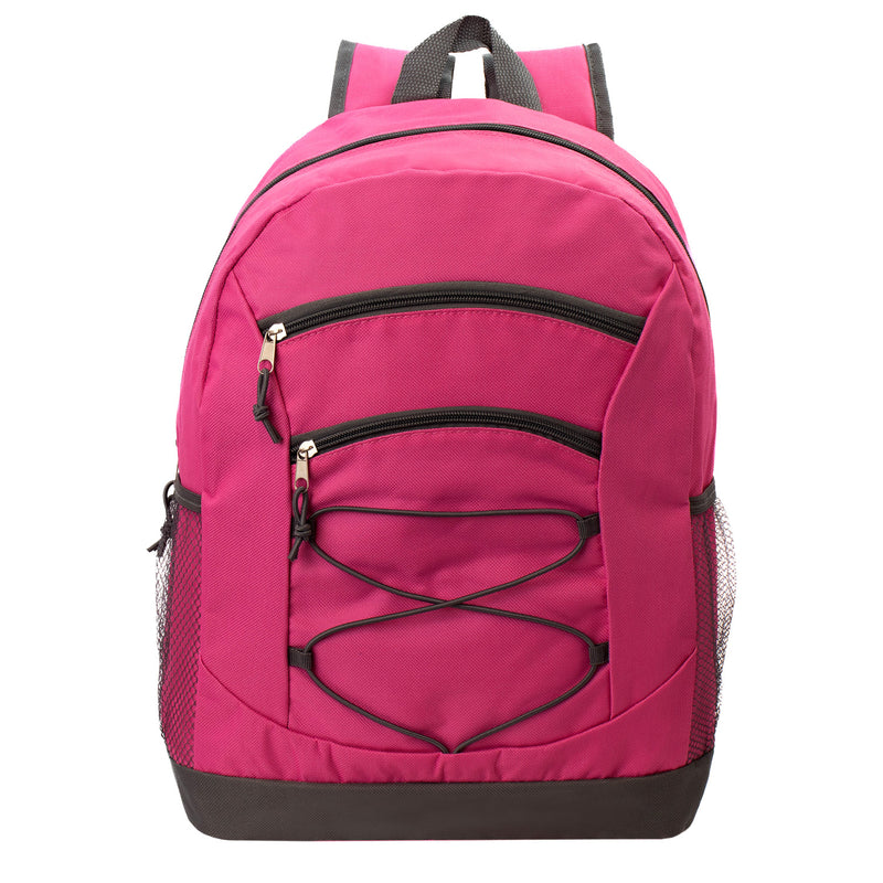17" Bungee Wholesale Backpack in Assorted Colors - Bulk Case of 24