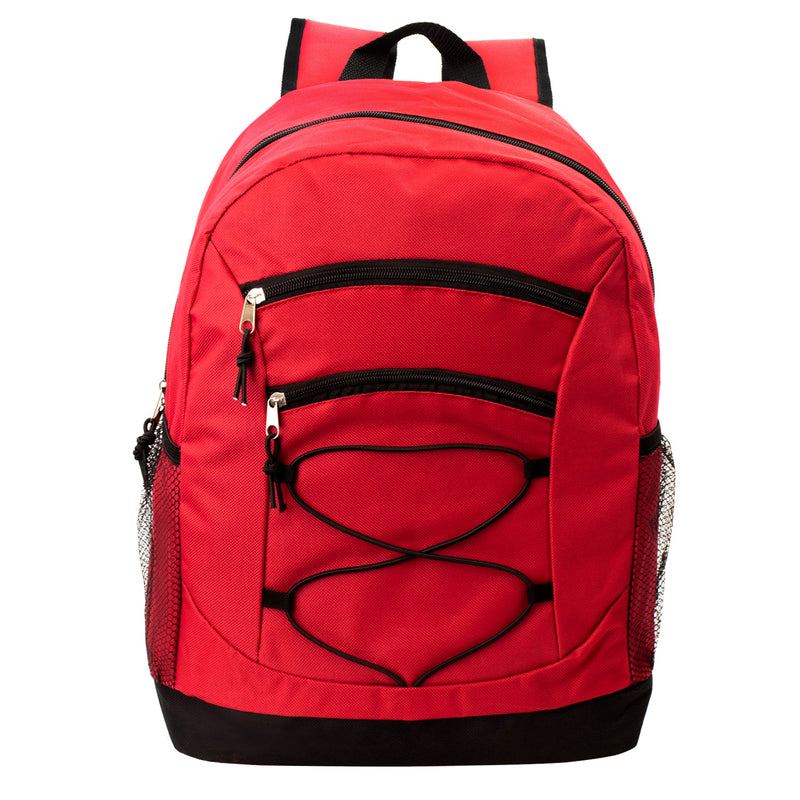 17" Bungee Wholesale Backpack in Assorted Colors - Bulk Case of 24