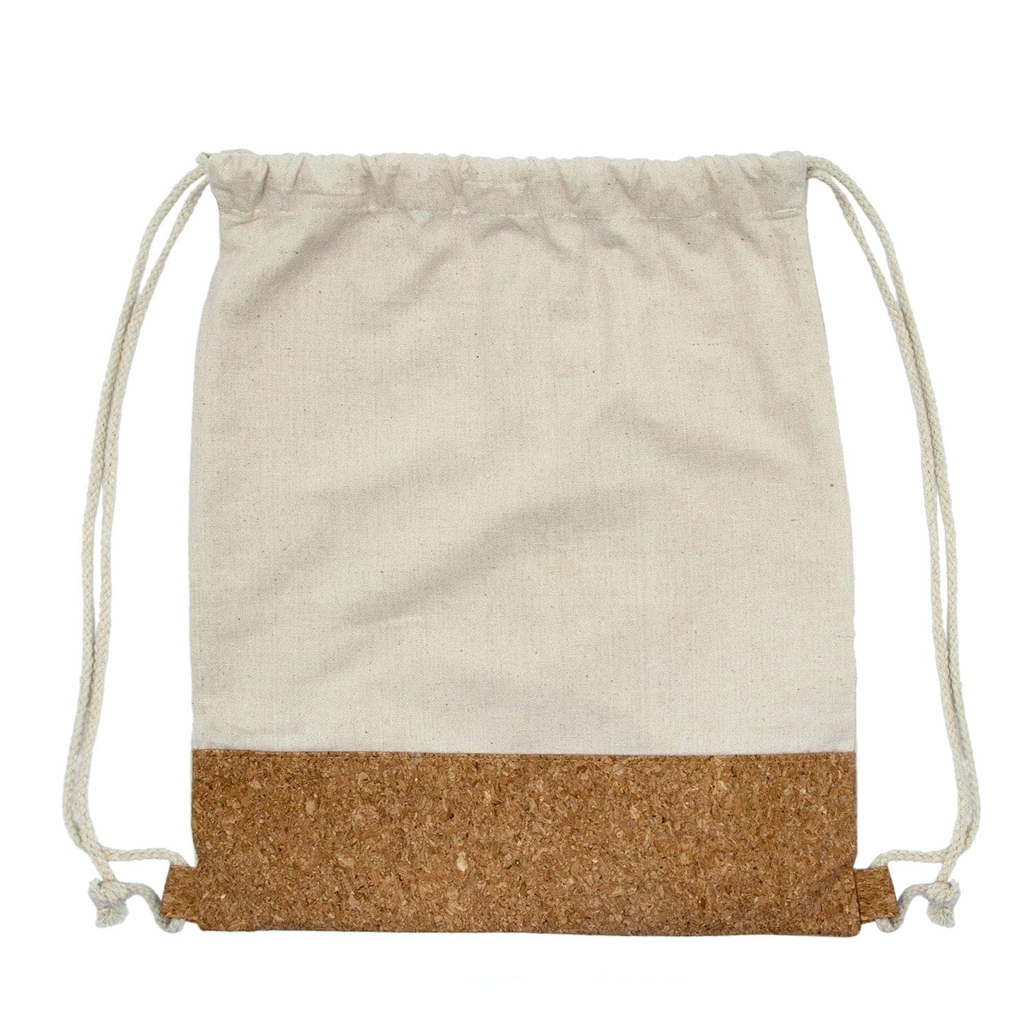 16" Drawstring Wholesale Backpack in Natural with Cork - Bulk Case of 100