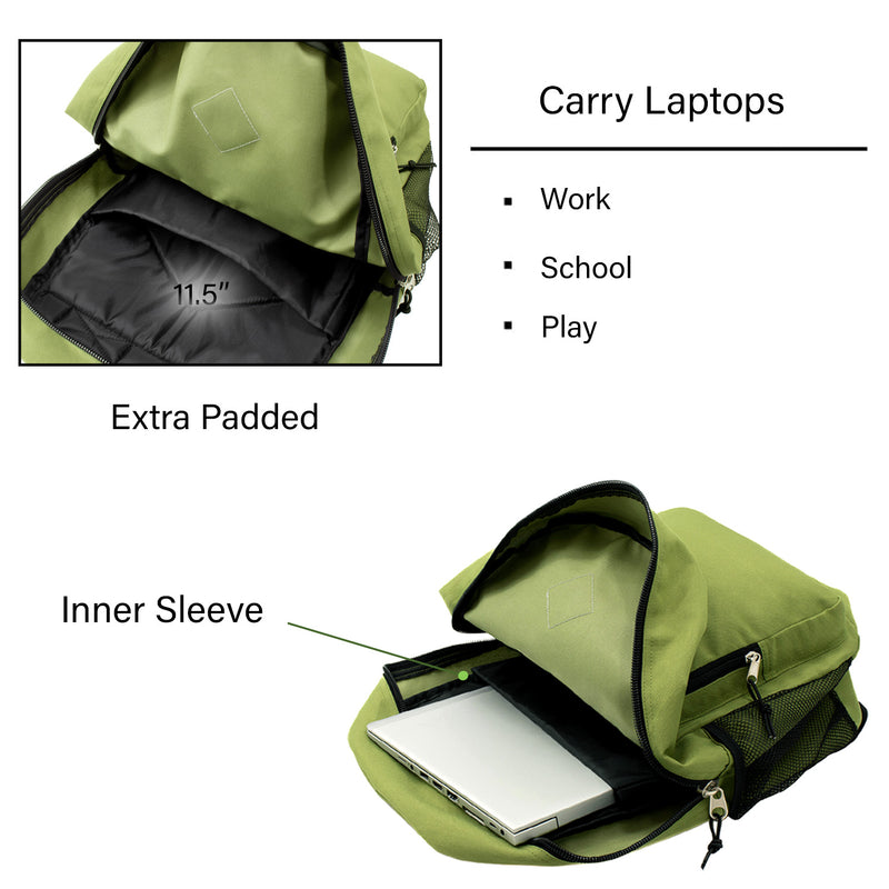 18" Deluxe Wholesale Backpack in Assorted Colors - Bulk Case of 24
