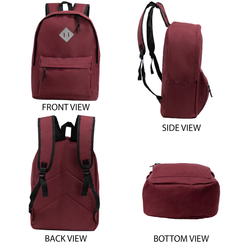 17" Deluxe Wholesale Backpack in Assorted Colors - Bulk Case of 24