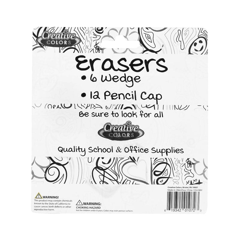 18 Pack Eraser Set - Bulk School Supplies Wholesale Case of 48- 18 Packs of Erasers