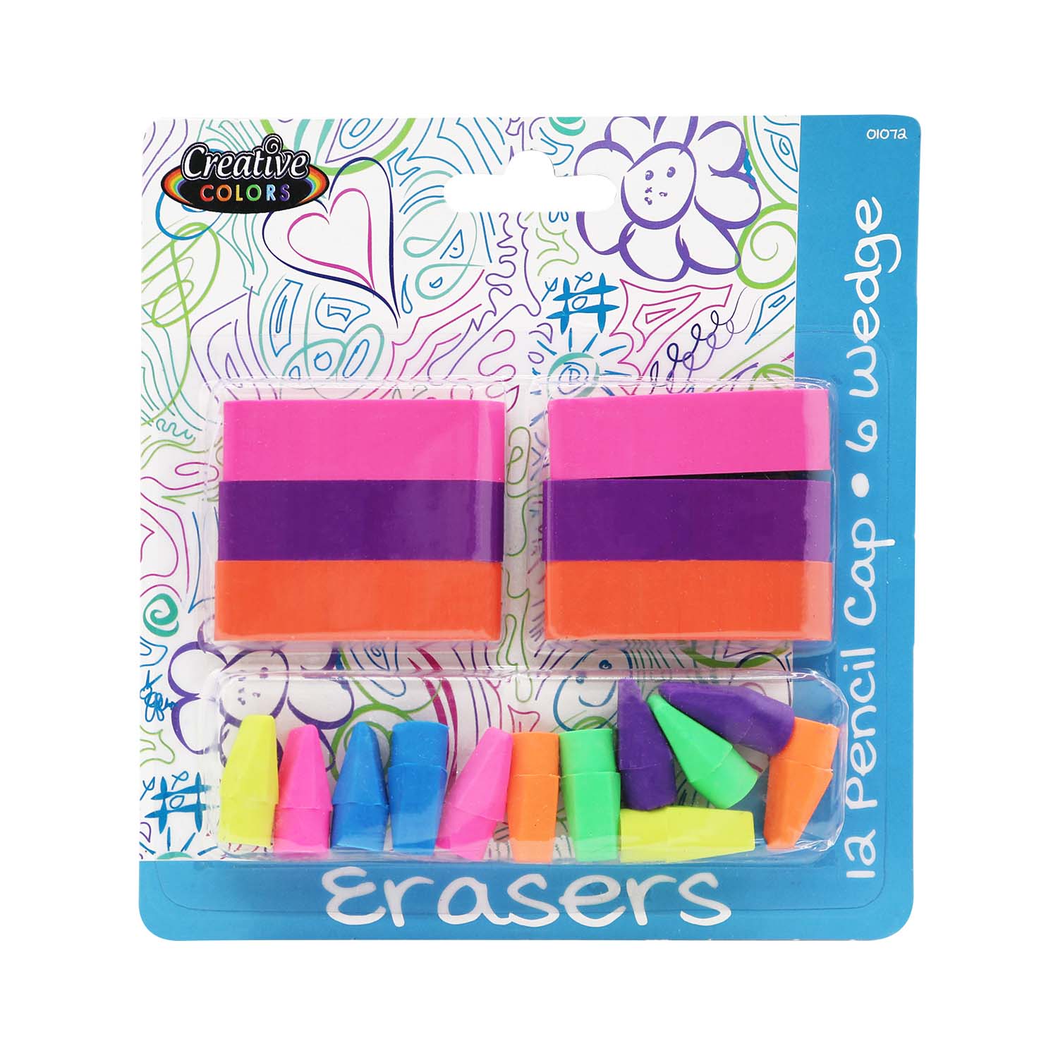18 Pack Eraser Set - Bulk School Supplies Wholesale Case of 96- 18 Packs of Erasers