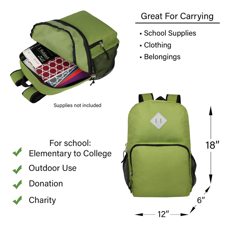 18" Deluxe Wholesale Backpack in Assorted Colors - Bulk Case of 24
