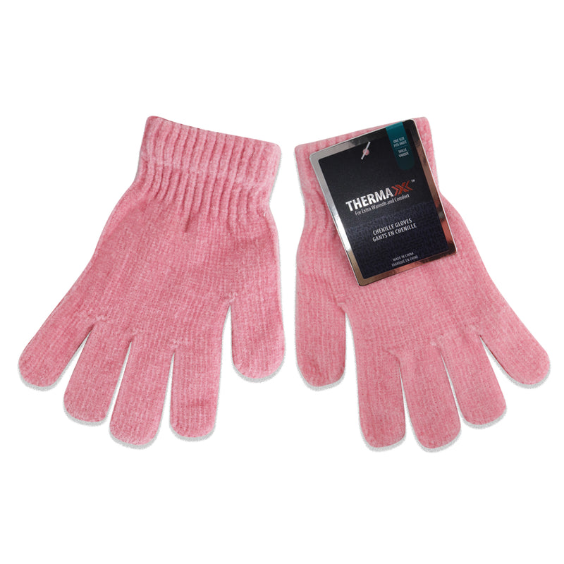 Unisex Wholesale Chenille Gloves in 7 Assorted Colors - Bulk Case of 96 Pairs
