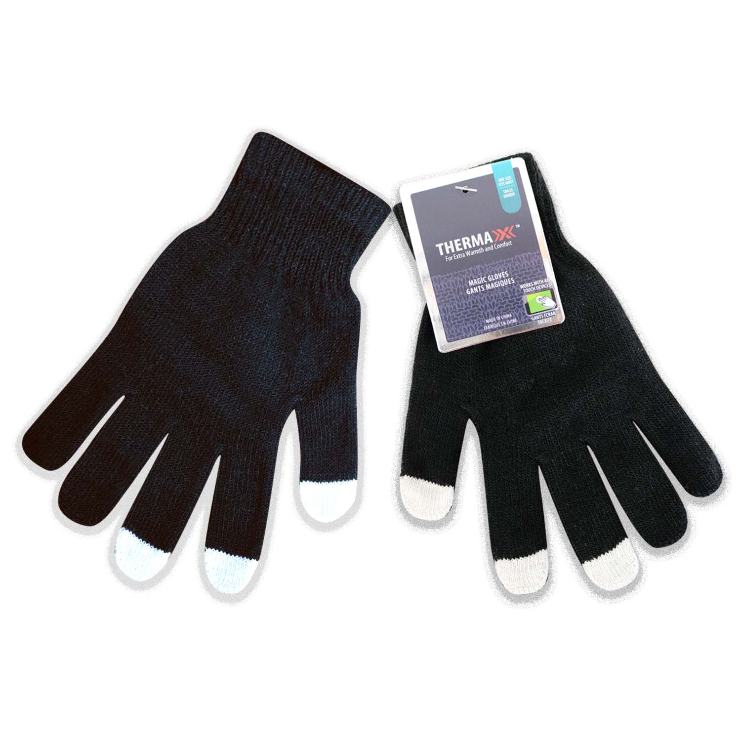 Unisex Wholesale Chenille Touch Screen Gloves in Black - Bulk Case of 96 Pairs