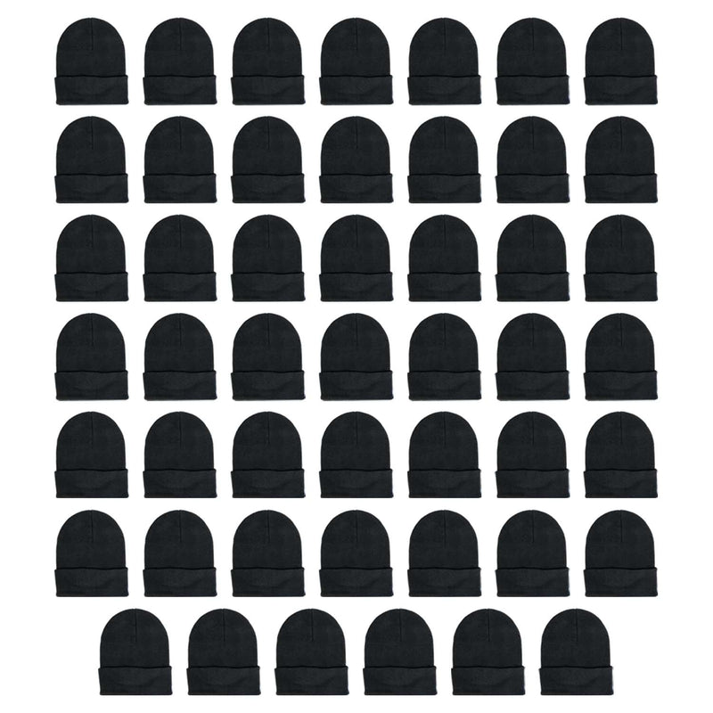 Unisex Wholesale Beanies in Black - Bulk Case of 48