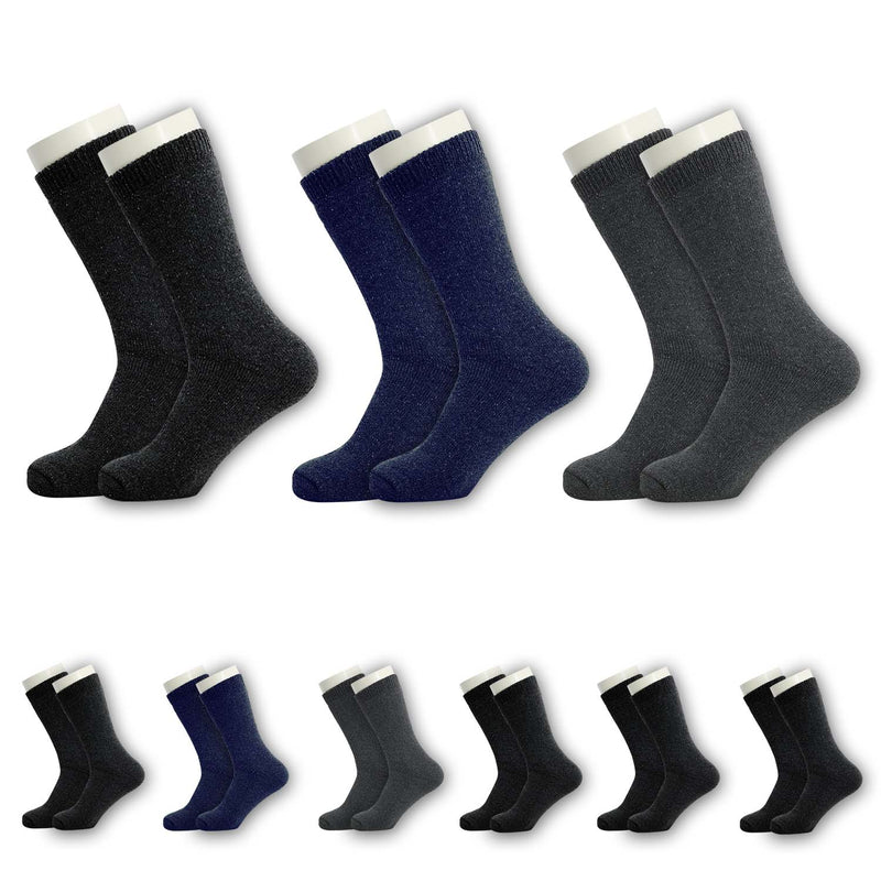 Unisex Crew Wholesale Thermal Sock, Size 9-13 in 3 Assorted Colors - Bulk Case of 96 Pairs